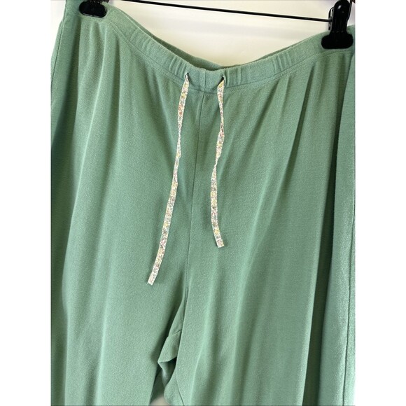 Orvis Cotton Pajama Set Green Ruffle Trim Long Sleeves Pants Stretch Womens XL - Picture 11 of 16